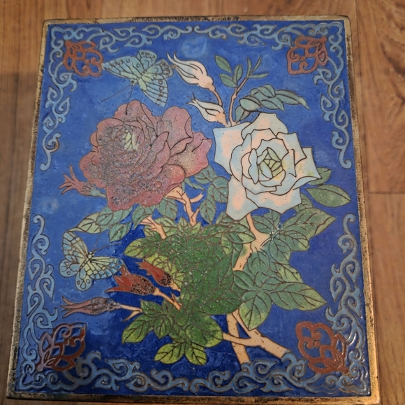 Vintage Blue Cloisonné Tissue Cover Box - Picture 6 of 7